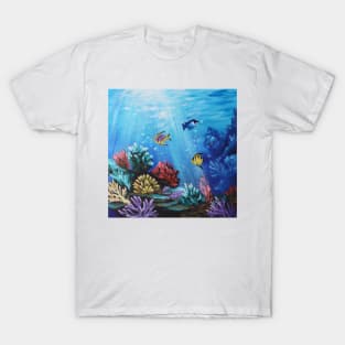 Blue Underwater Under the Sea Coral Reef Aquarium Saltwater Fish T-Shirt